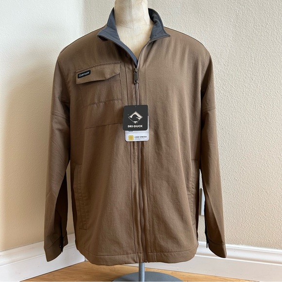 Dri-Duck Ace Jacket XL Tan Brown Water Resistant Zip Front Snap Pockets - Picture 2 of 10